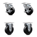 Service Caster 4 Inch Soft Rubber Swivel Top Plate Caster Set with 2 Brakes 2 Rigid SCC SCC-20S414-SRS-TLB-2-R-2
